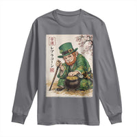 Vintage Japanese Leprechaun St Patricks Day Shamrock Ukiyo e Art Long Sleeve Shirt