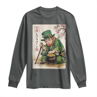 Vintage Japanese Leprechaun St Patricks Day Shamrock Ukiyo e Art Long Sleeve Shirt
