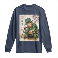 Vintage Japanese Leprechaun St Patricks Day Shamrock Ukiyo e Art Long Sleeve Shirt