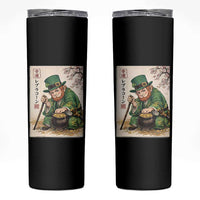 Vintage Japanese Leprechaun St Patricks Day Shamrock Ukiyo e Art Skinny Tumbler