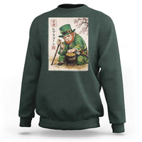 Vintage Japanese Leprechaun St Patricks Day Shamrock Ukiyo e Art Sweatshirt