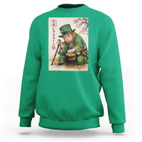 Vintage Japanese Leprechaun St Patricks Day Shamrock Ukiyo e Art Sweatshirt
