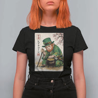 Vintage Japanese Leprechaun St Patricks Day Shamrock Ukiyo e Art T Shirt For Women