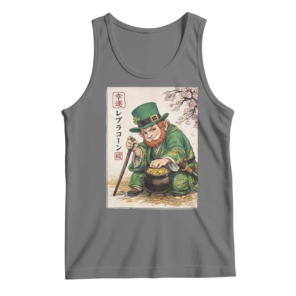 Vintage Japanese Leprechaun St Patricks Day Shamrock Ukiyo e Art Tank Top