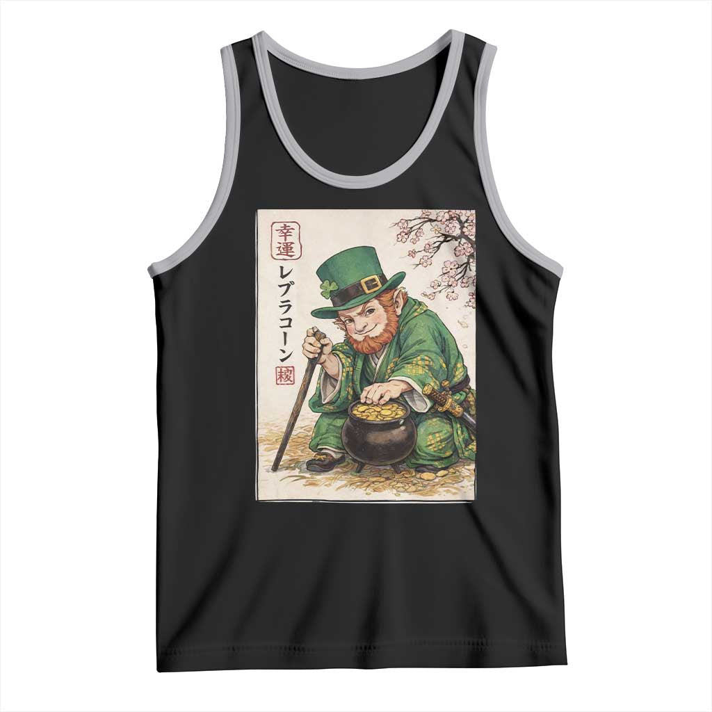 Vintage Japanese Leprechaun St Patricks Day Shamrock Ukiyo e Art Tank Top