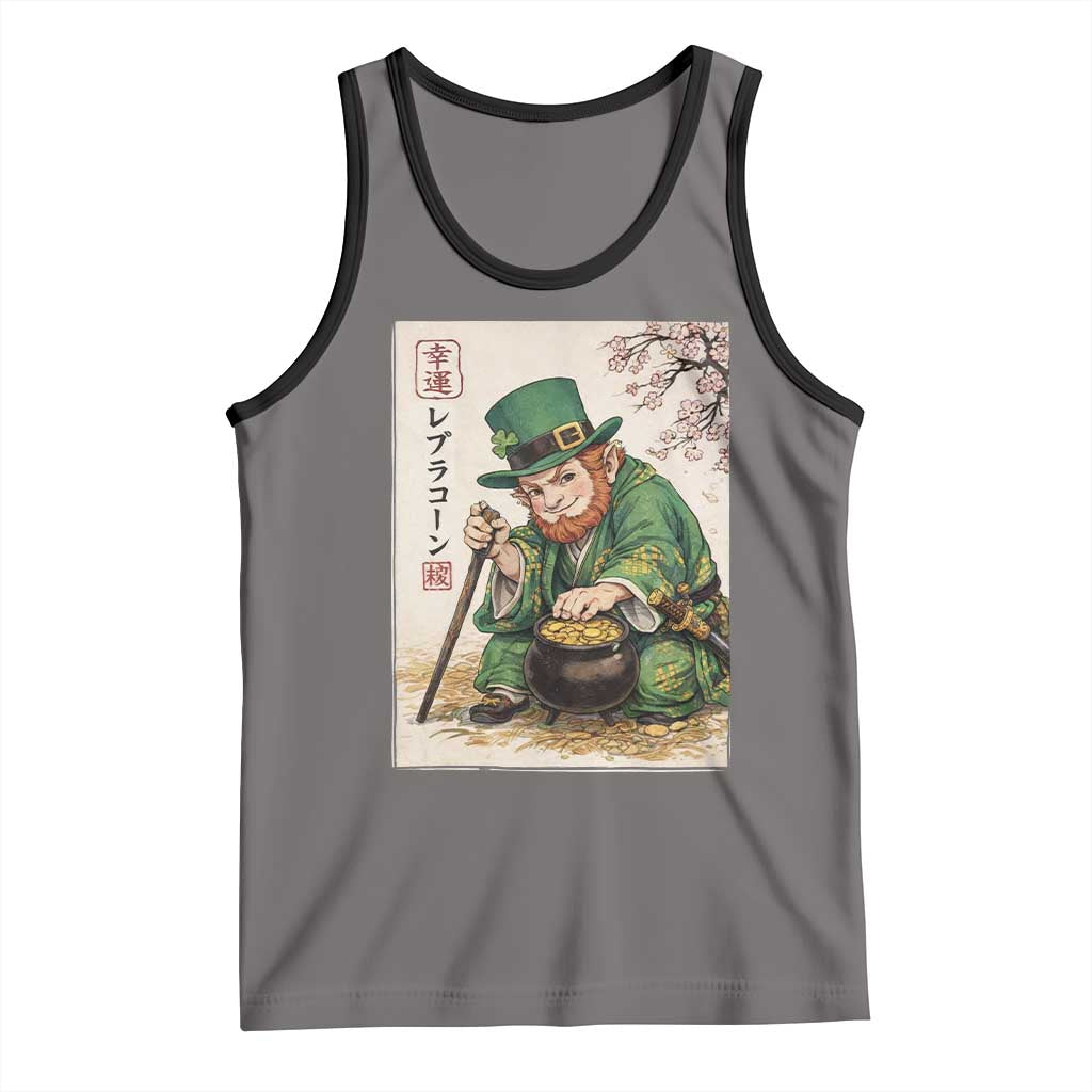 Vintage Japanese Leprechaun St Patricks Day Shamrock Ukiyo e Art Tank Top