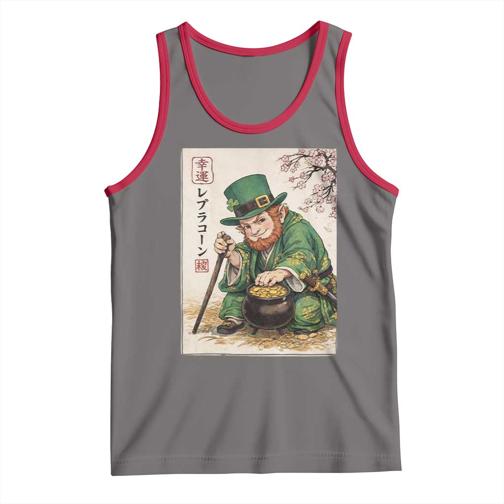 Vintage Japanese Leprechaun St Patricks Day Shamrock Ukiyo e Art Tank Top