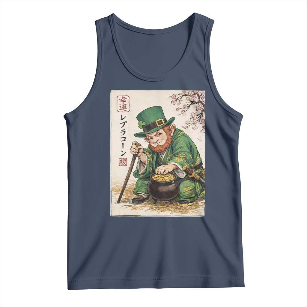 Vintage Japanese Leprechaun St Patricks Day Shamrock Ukiyo e Art Tank Top