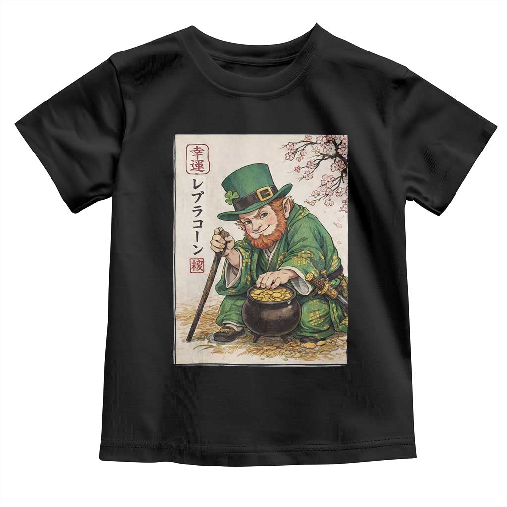 Vintage Japanese Leprechaun St Patricks Day Shamrock Ukiyo e Art Toddler T Shirt