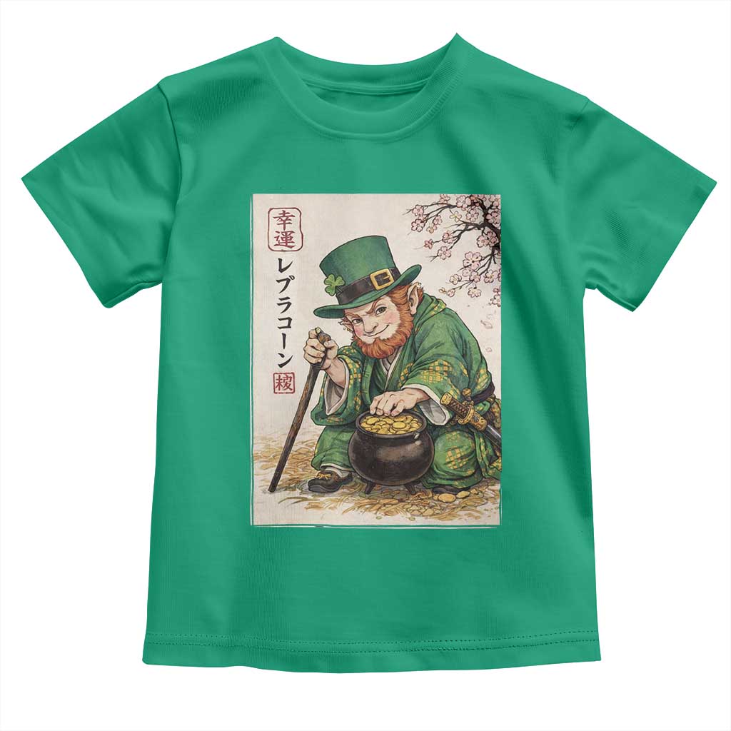 Vintage Japanese Leprechaun St Patricks Day Shamrock Ukiyo e Art Toddler T Shirt