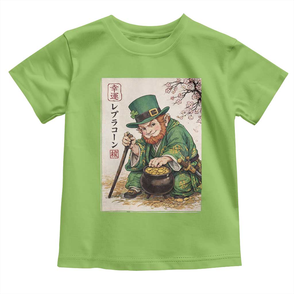 Vintage Japanese Leprechaun St Patricks Day Shamrock Ukiyo e Art Toddler T Shirt