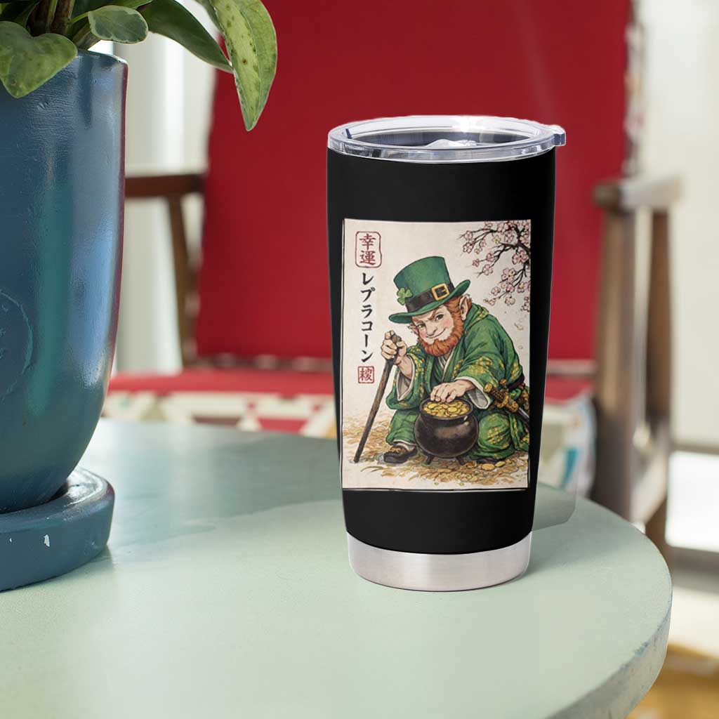 Vintage Japanese Leprechaun St Patricks Day Shamrock Ukiyo e Art Tumbler Cup