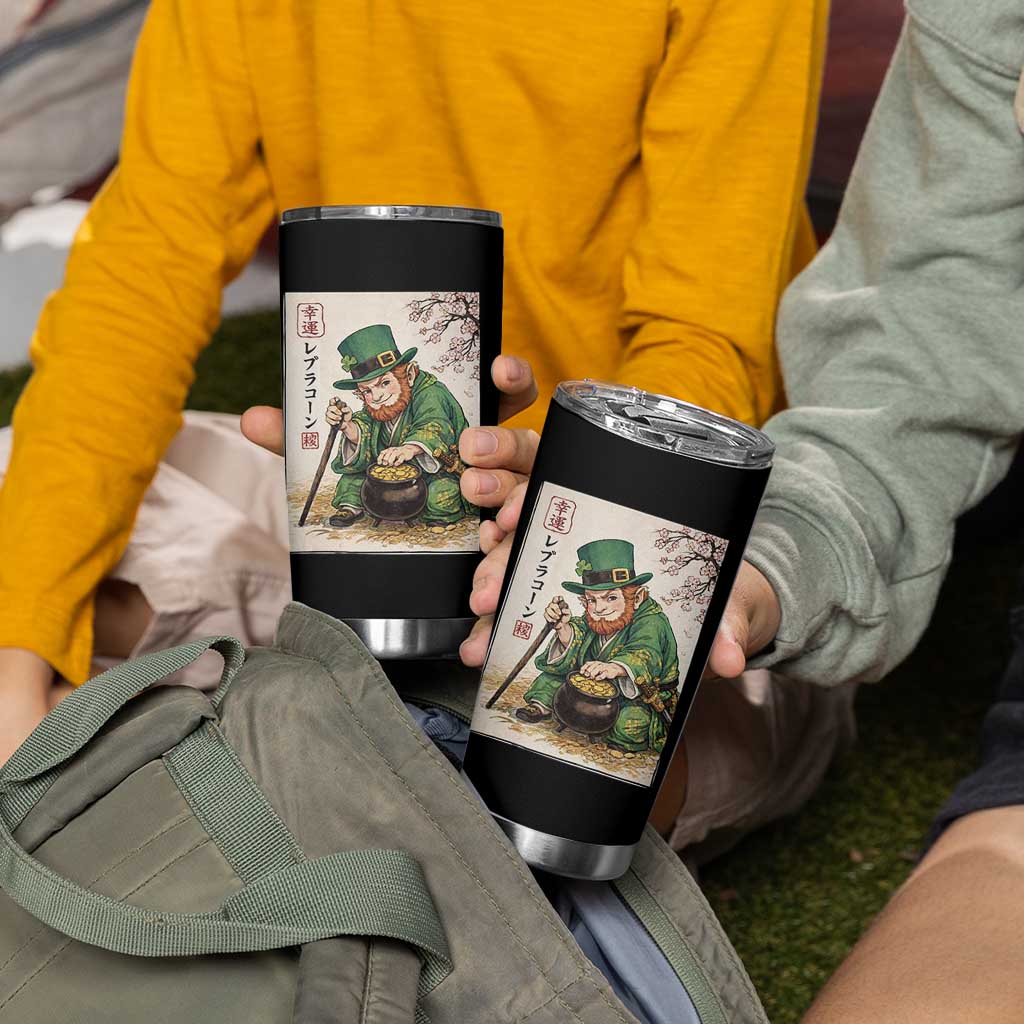 Vintage Japanese Leprechaun St Patricks Day Shamrock Ukiyo e Art Tumbler Cup