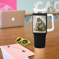 Vintage Japanese Leprechaun St Patricks Day Shamrock Ukiyo e Art Tumbler With Handle