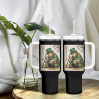 Vintage Japanese Leprechaun St Patricks Day Shamrock Ukiyo e Art Tumbler With Handle