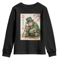 Vintage Japanese Leprechaun St Patricks Day Shamrock Ukiyo e Art Youth Sweatshirt
