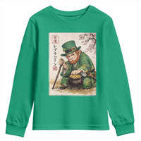 Vintage Japanese Leprechaun St Patricks Day Shamrock Ukiyo e Art Youth Sweatshirt