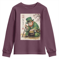 Vintage Japanese Leprechaun St Patricks Day Shamrock Ukiyo e Art Youth Sweatshirt