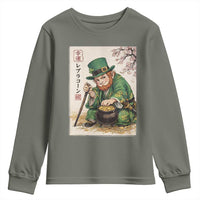 Vintage Japanese Leprechaun St Patricks Day Shamrock Ukiyo e Art Youth Sweatshirt