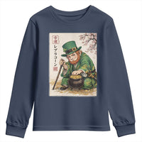 Vintage Japanese Leprechaun St Patricks Day Shamrock Ukiyo e Art Youth Sweatshirt