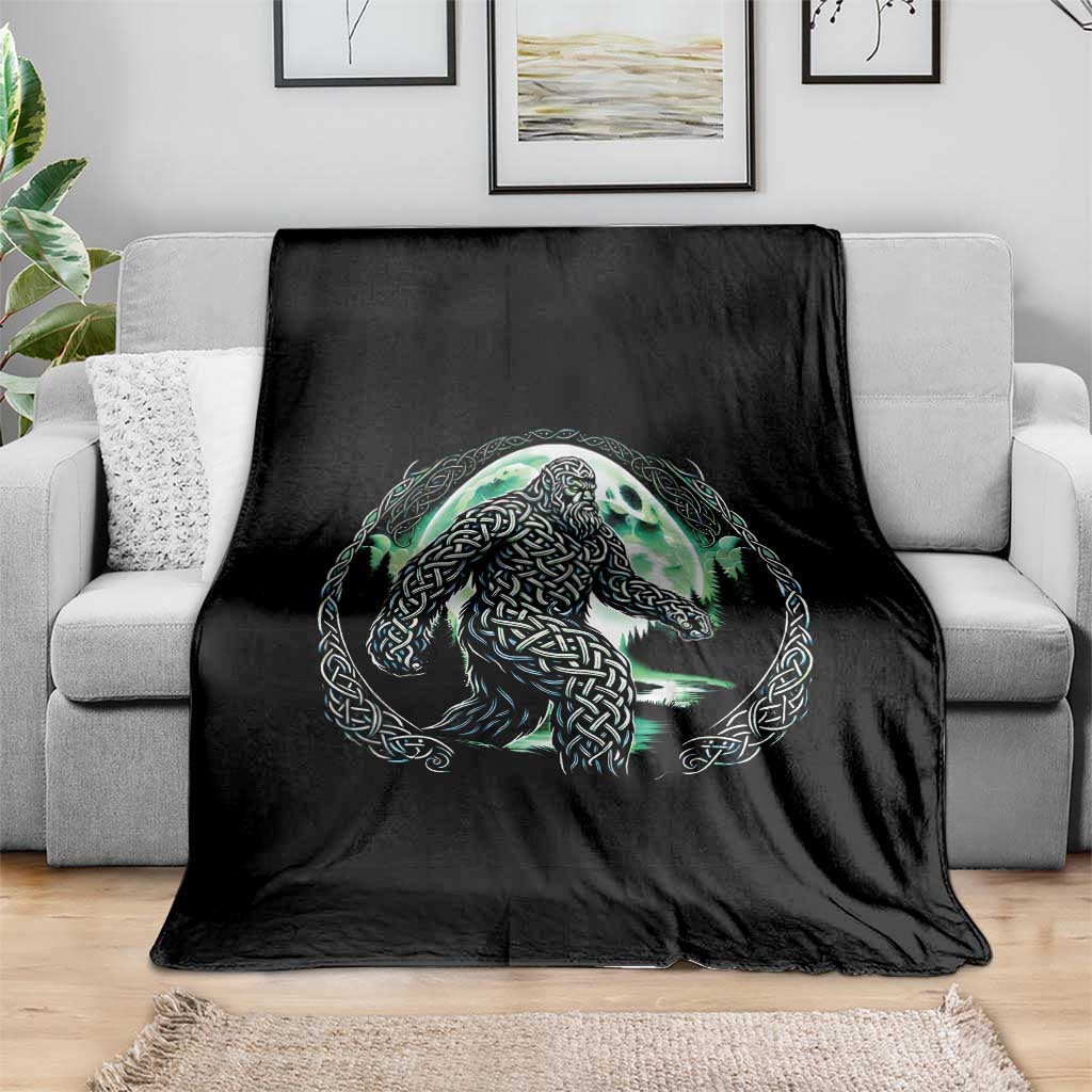 Funny St Patricks Day Bigfoot Celtic Knot Irish Sasquatch Throw Blanket