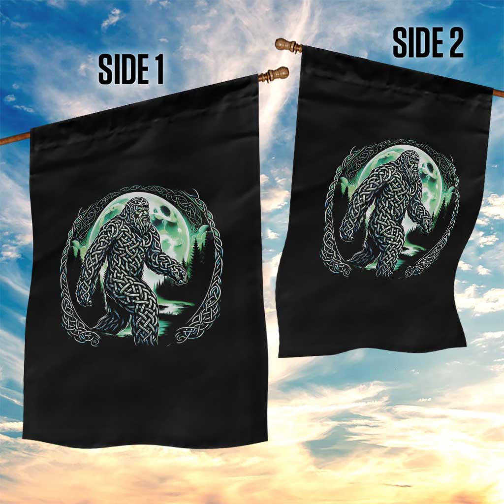 Funny St Patricks Day Bigfoot Celtic Knot Irish Sasquatch Garden Flag