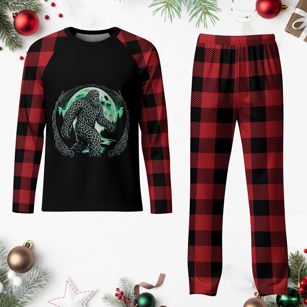 Funny St Patricks Day Bigfoot Celtic Knot Irish Sasquatch Plaid Pajama Set