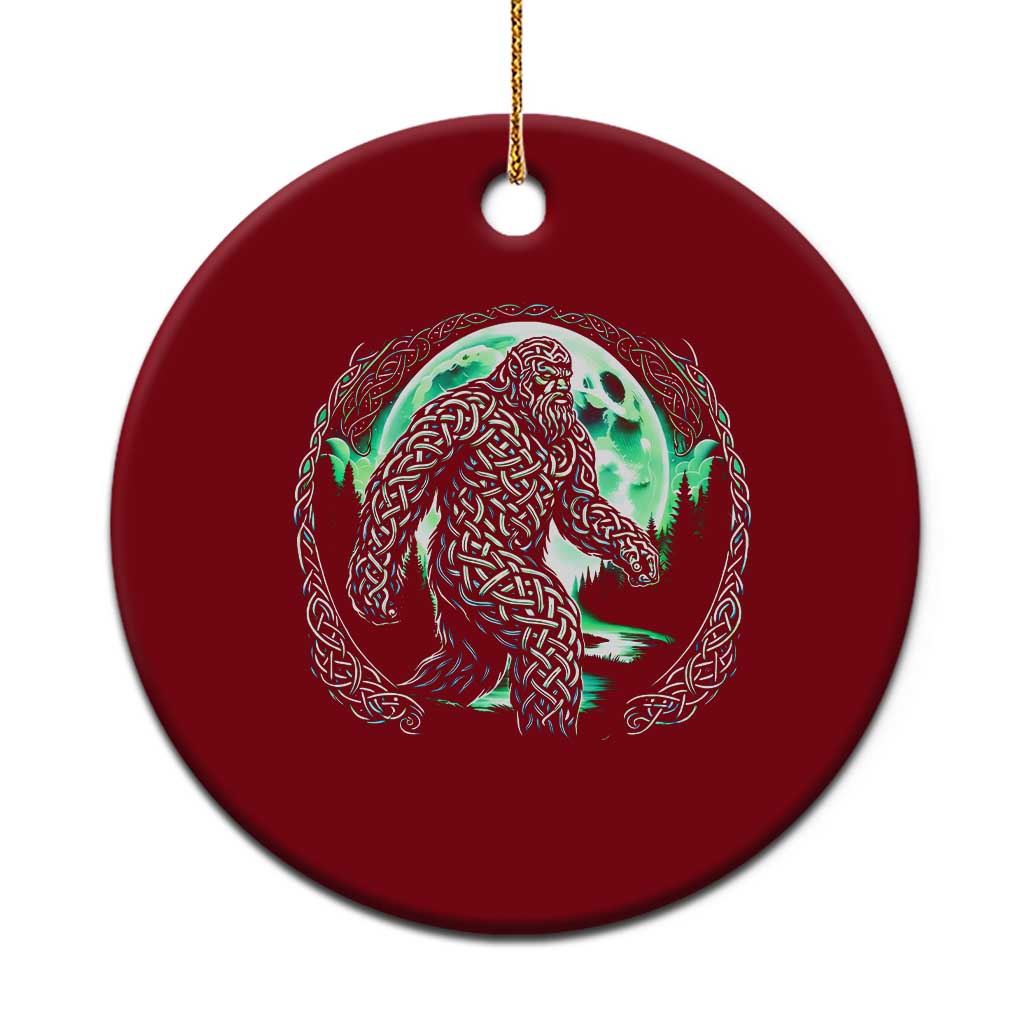 Funny St Patricks Day Bigfoot Celtic Knot Irish Sasquatch Ceramic Ornament