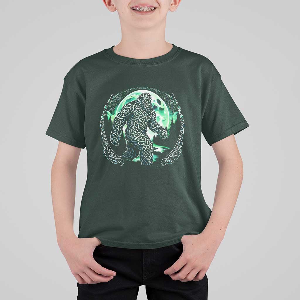 Funny St Patricks Day Bigfoot Celtic Knot Irish Sasquatch T Shirt For Kid