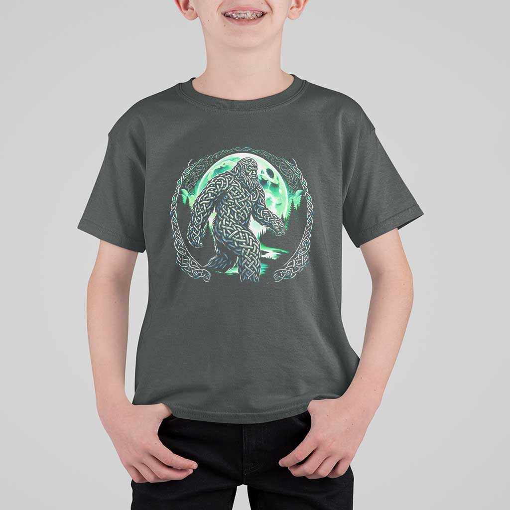 Funny St Patricks Day Bigfoot Celtic Knot Irish Sasquatch T Shirt For Kid