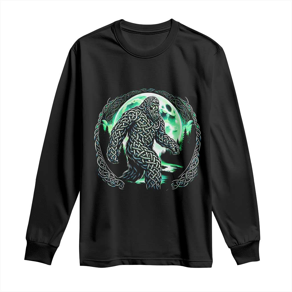 Funny St Patricks Day Bigfoot Celtic Knot Irish Sasquatch Long Sleeve Shirt
