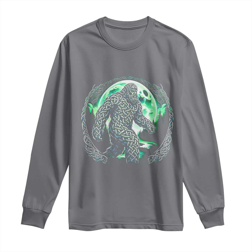 Funny St Patricks Day Bigfoot Celtic Knot Irish Sasquatch Long Sleeve Shirt
