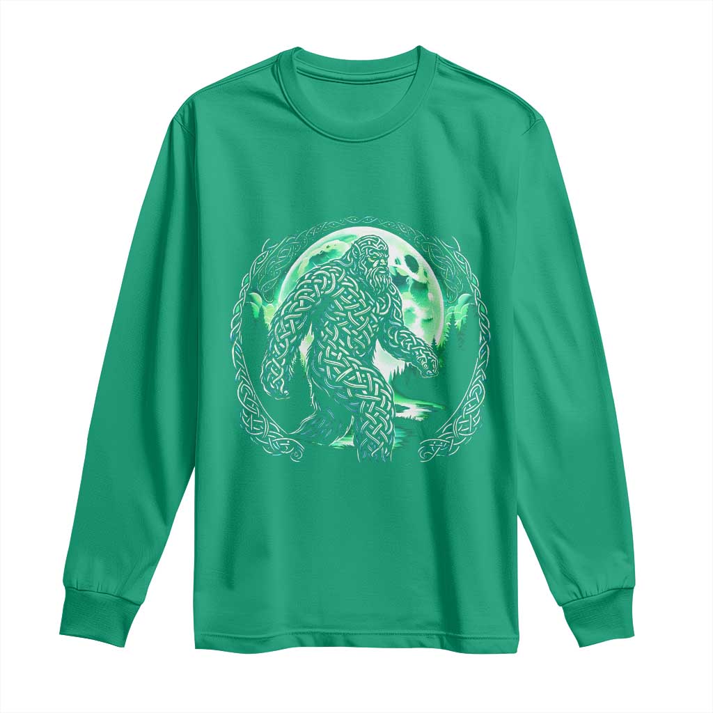 Funny St Patricks Day Bigfoot Celtic Knot Irish Sasquatch Long Sleeve Shirt