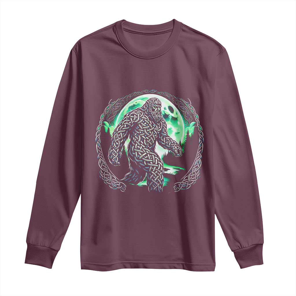 Funny St Patricks Day Bigfoot Celtic Knot Irish Sasquatch Long Sleeve Shirt