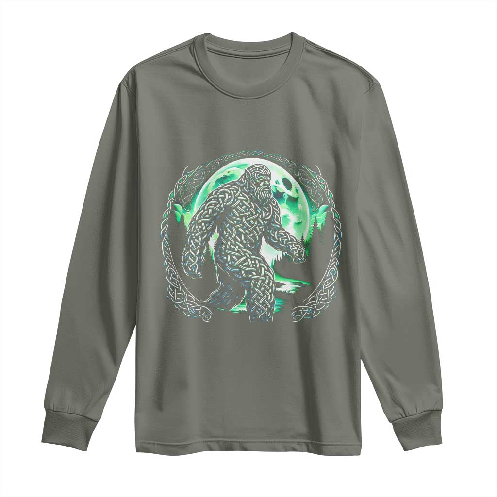 Funny St Patricks Day Bigfoot Celtic Knot Irish Sasquatch Long Sleeve Shirt