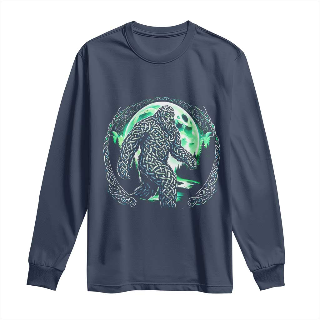 Funny St Patricks Day Bigfoot Celtic Knot Irish Sasquatch Long Sleeve Shirt