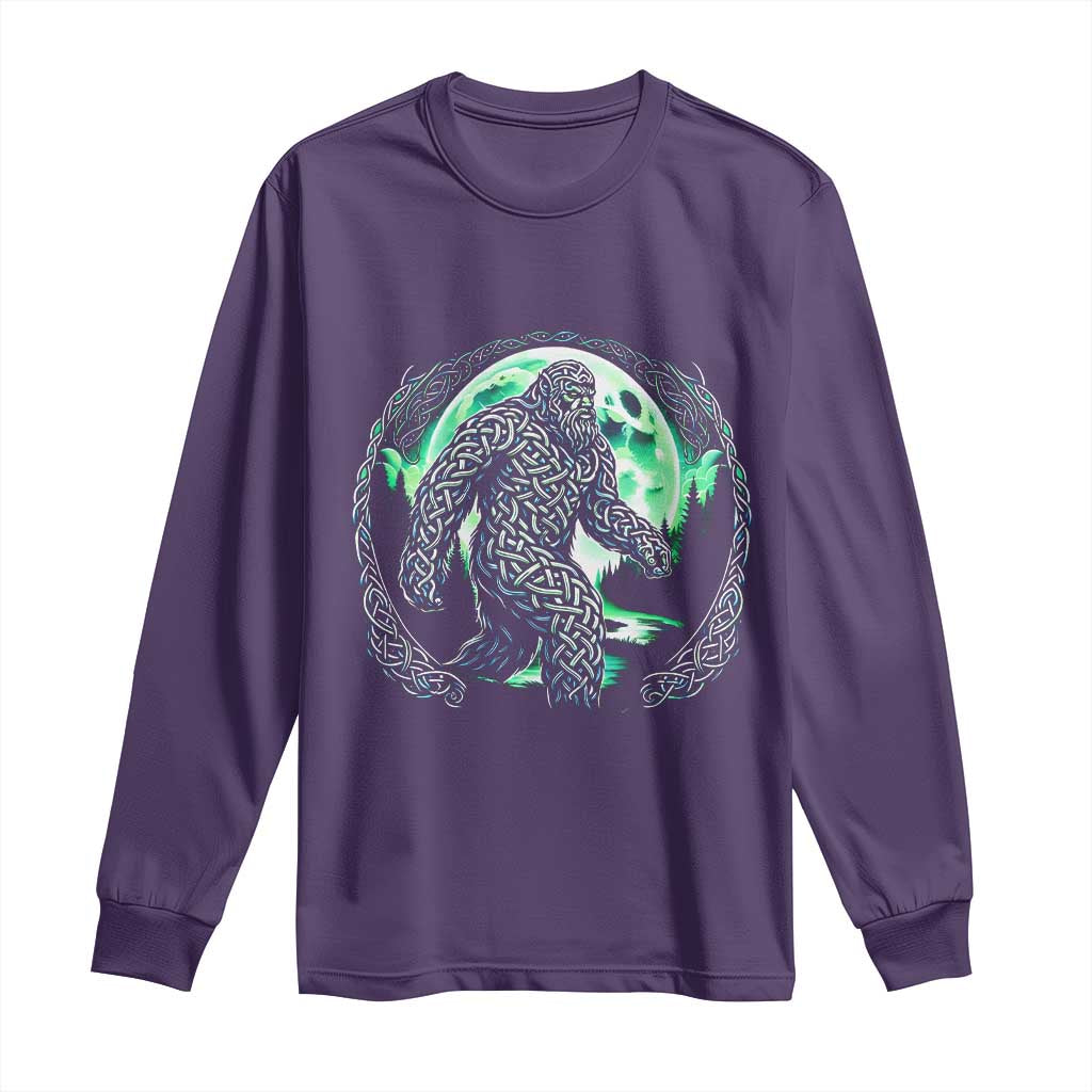 Funny St Patricks Day Bigfoot Celtic Knot Irish Sasquatch Long Sleeve Shirt