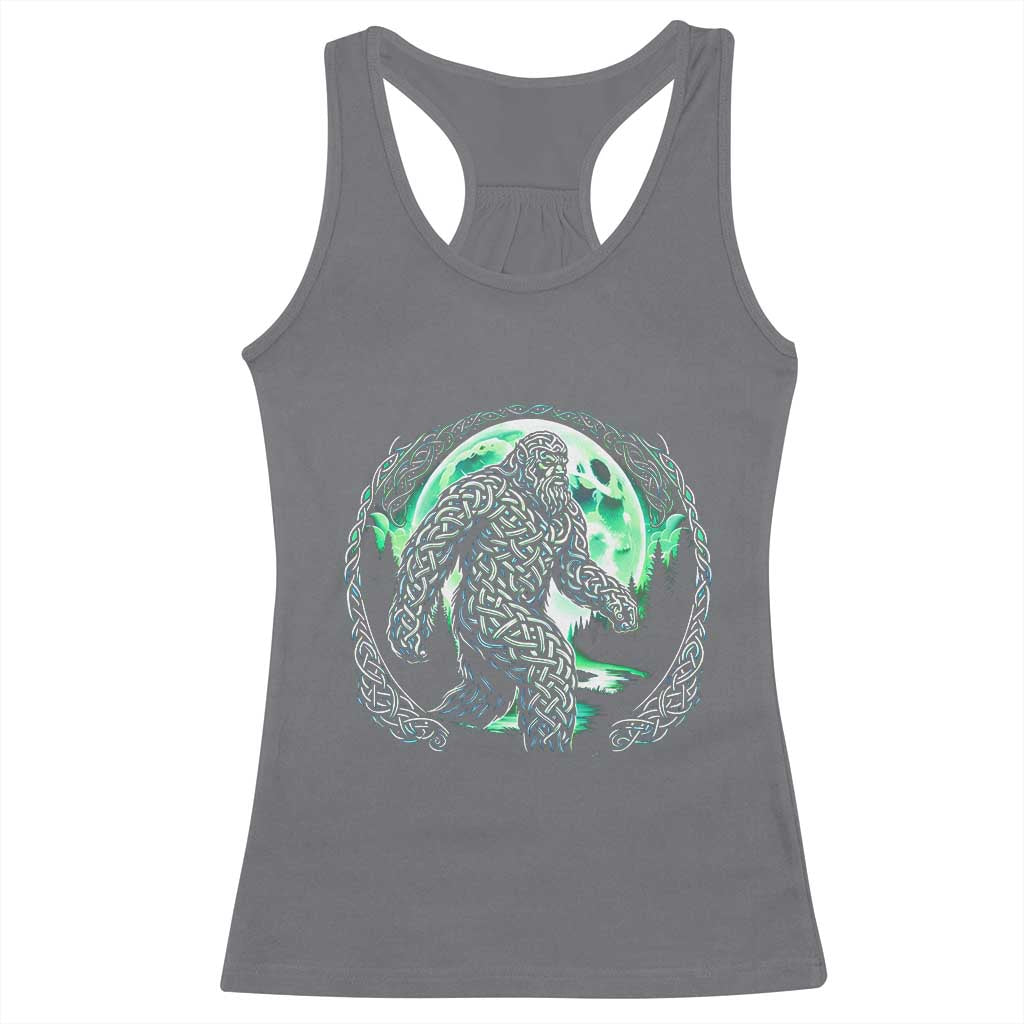 Funny St Patricks Day Bigfoot Celtic Knot Irish Sasquatch Racerback Tank Top
