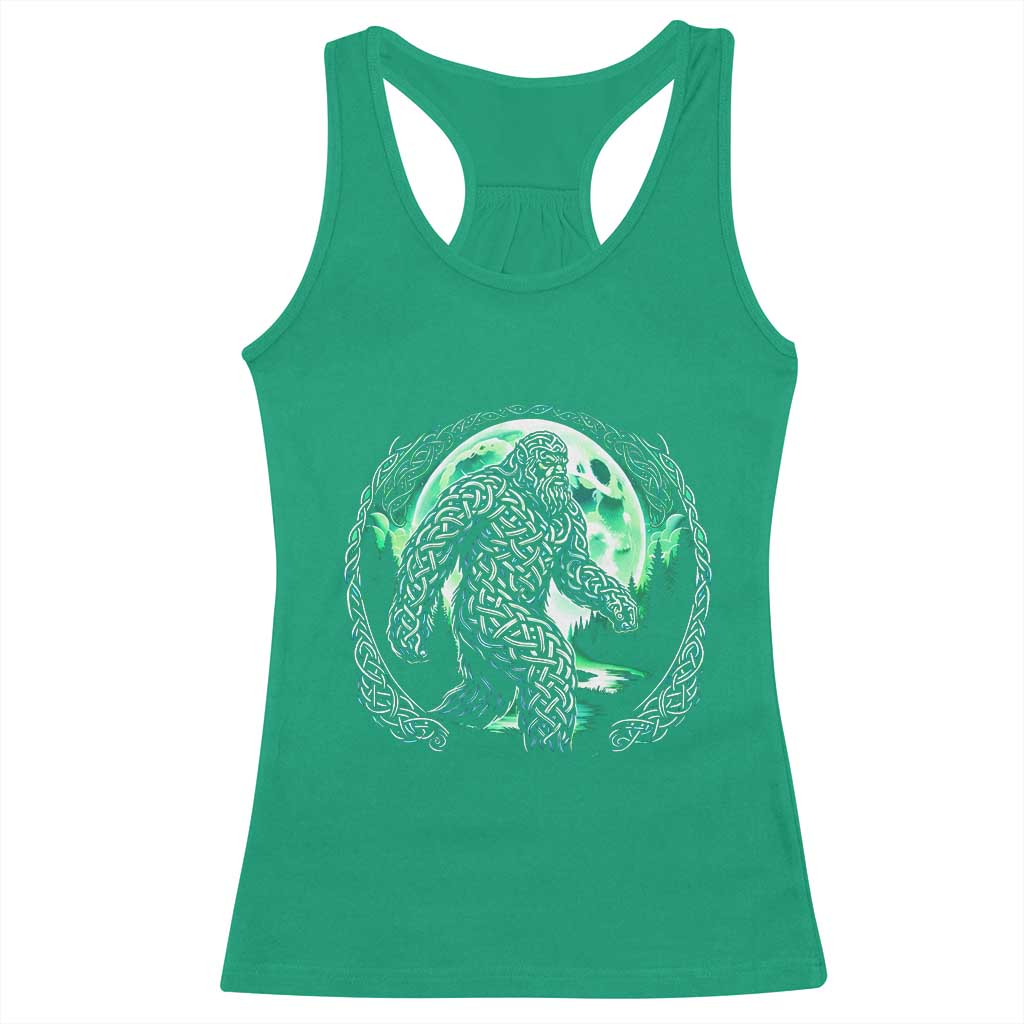 Funny St Patricks Day Bigfoot Celtic Knot Irish Sasquatch Racerback Tank Top