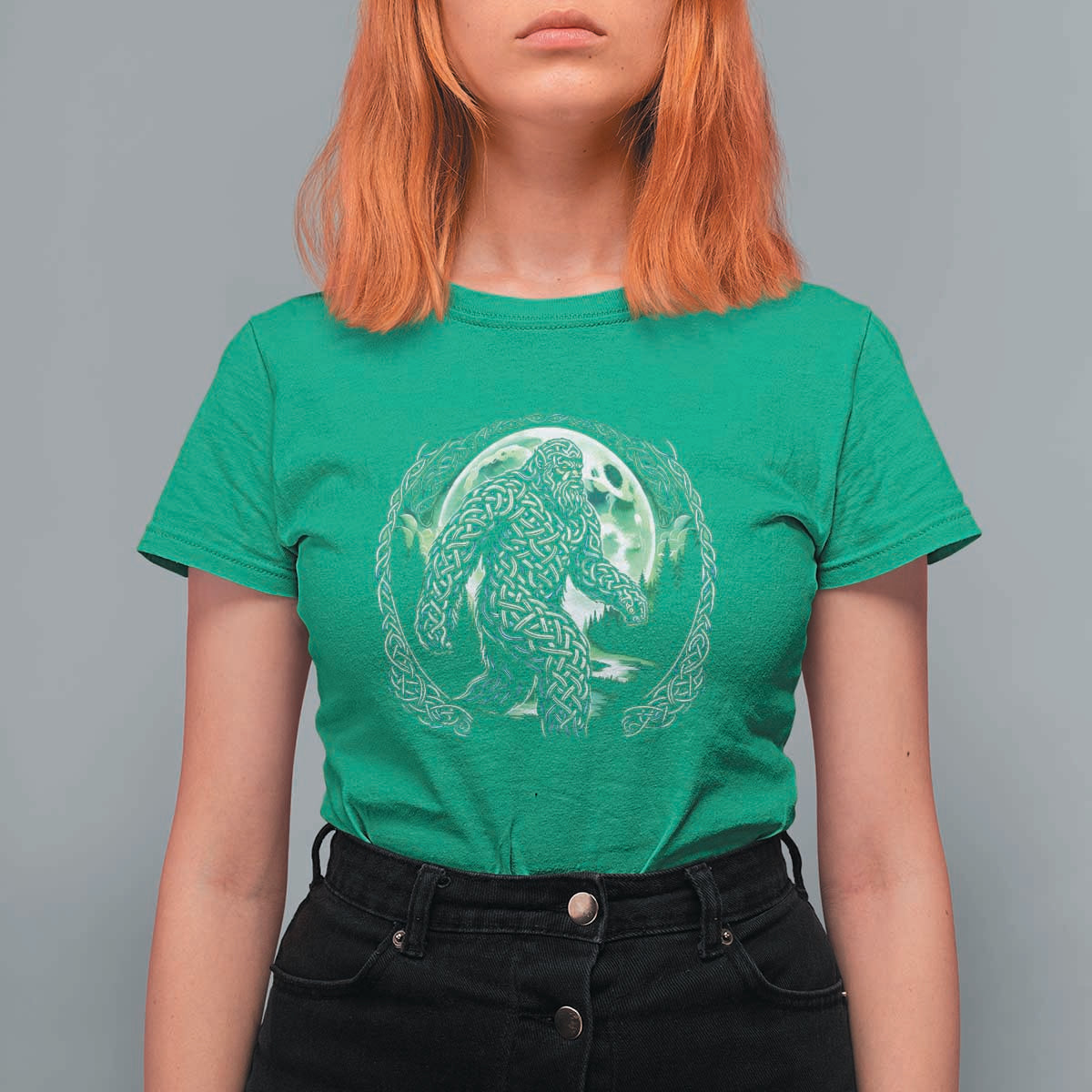 Funny St Patricks Day Bigfoot Celtic Knot Irish Sasquatch T Shirt For Women