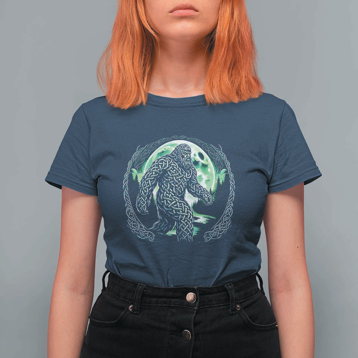 Funny St Patricks Day Bigfoot Celtic Knot Irish Sasquatch T Shirt For Women