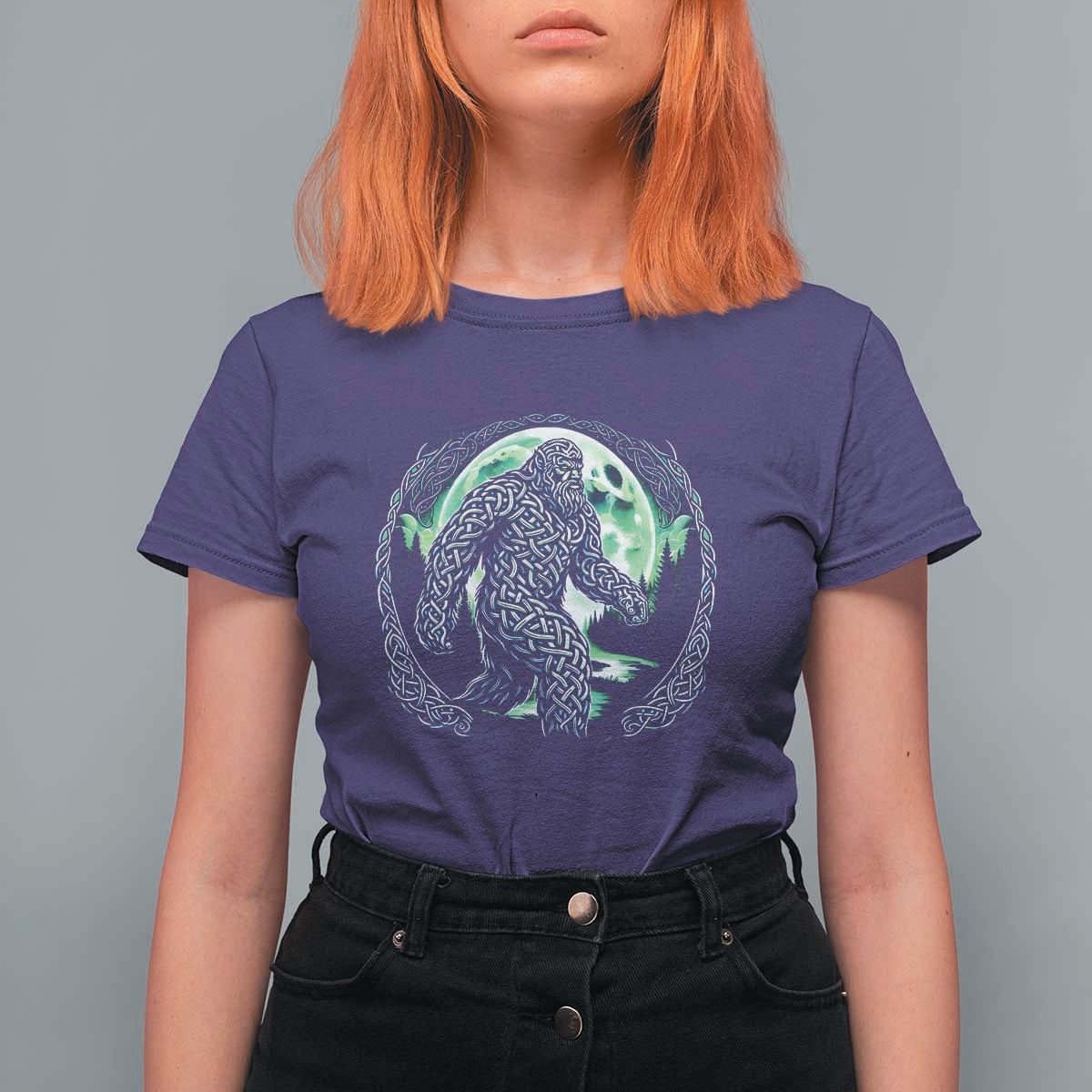 Funny St Patricks Day Bigfoot Celtic Knot Irish Sasquatch T Shirt For Women
