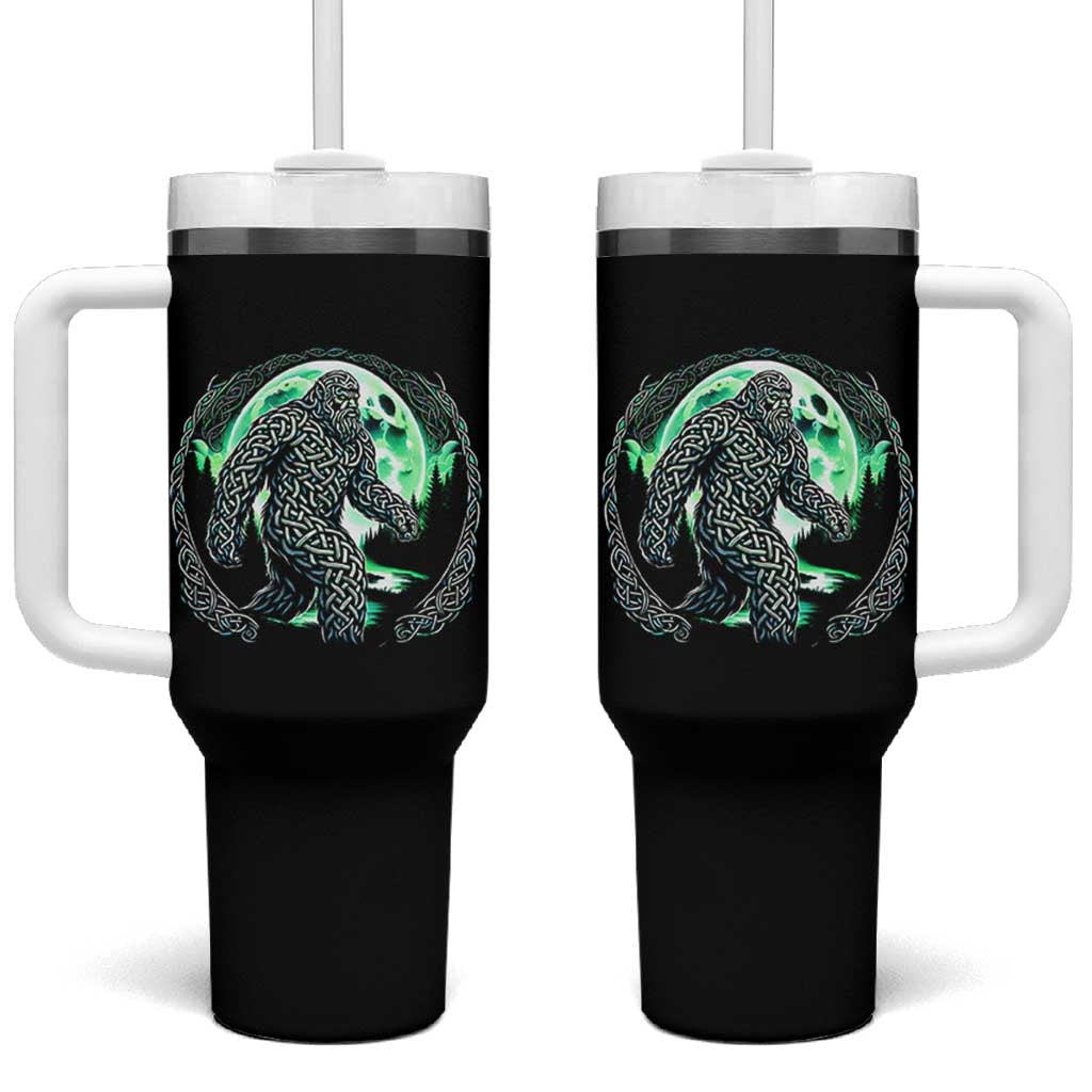 Funny St Patricks Day Bigfoot Celtic Knot Irish Sasquatch Tumbler With Handle