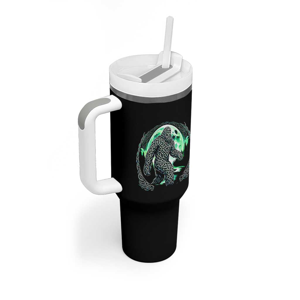 Funny St Patricks Day Bigfoot Celtic Knot Irish Sasquatch Tumbler With Handle