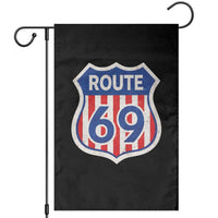 Vintage Route 69 Highway Road Trip Sign Distressed American Flag Garden Flag