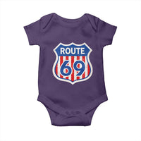 Vintage Route 69 Highway Road Trip Sign Distressed American Flag Baby Onesie