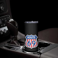 Vintage Route 69 Highway Road Trip Sign Distressed American Flag Skinny Tumbler