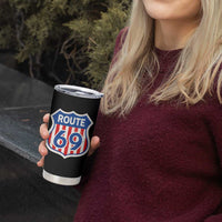 Vintage Route 69 Highway Road Trip Sign Distressed American Flag Tumbler Cup