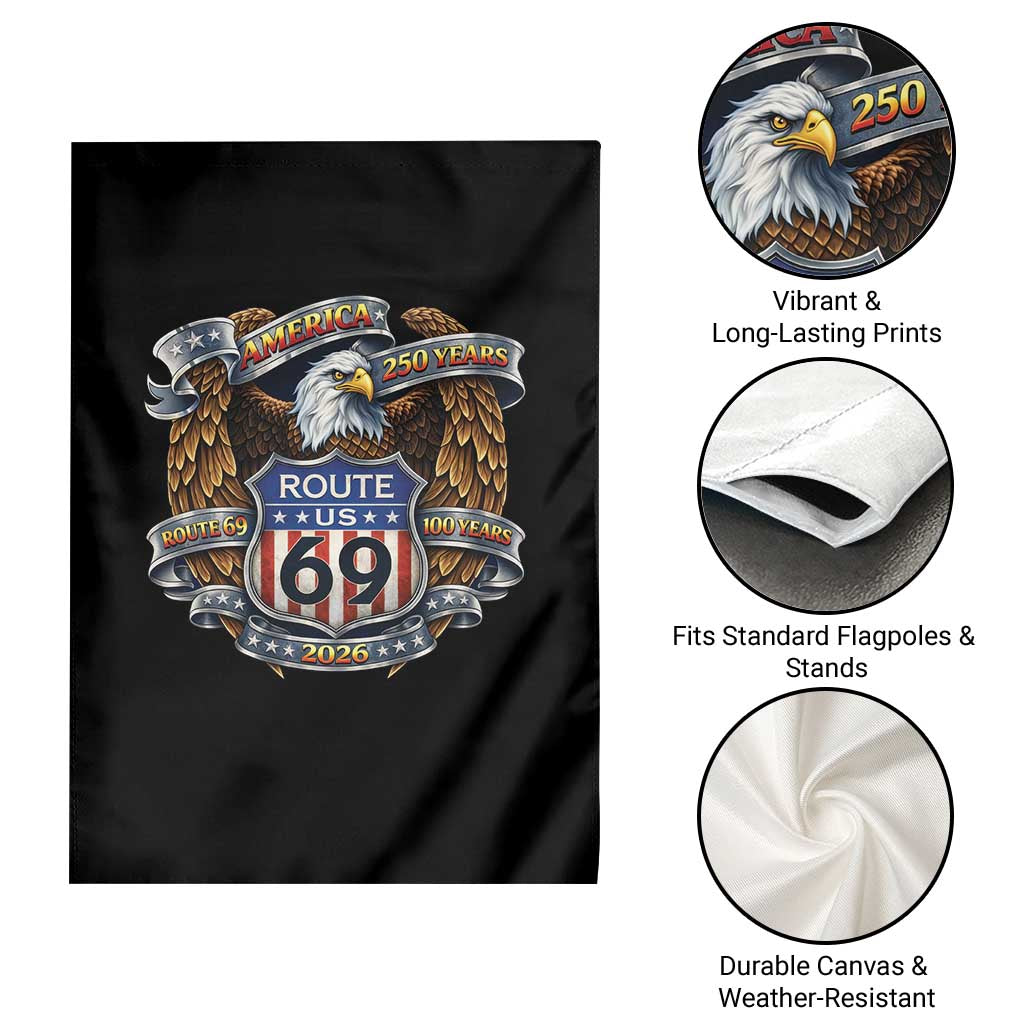 250 Years Of America 100 Years Of Route 69 Garden Flag Bald Eagle Vintage American Flag