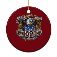 250 Years Of America 100 Years Of Route 69 Ceramic Ornament Bald Eagle Vintage American Flag